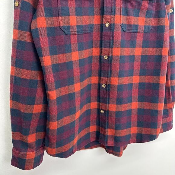 Fjallraven Men’s Skog Slim Fit Red Navy Flannel Plaid Button Up Shirt - Picture 11 of 14